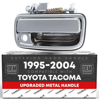 Exterior Front Passenger Door Handle Replacement, Upgraded Metal & Plastic Housing - Compatible with 1995-2004 Toyota Tacoma - All Chrome w/Keyhole - OEM 69210-35030 - Front Passenger Side Handle