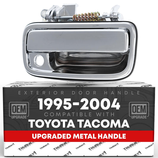 Exterior Front Passenger Door Handle Replacement, Upgraded Metal & Plastic Housing - Compatible with 1995-2004 Toyota Tacoma - All Chrome w/Keyhole - OEM 69210-35030 - Front Passenger Side Handle