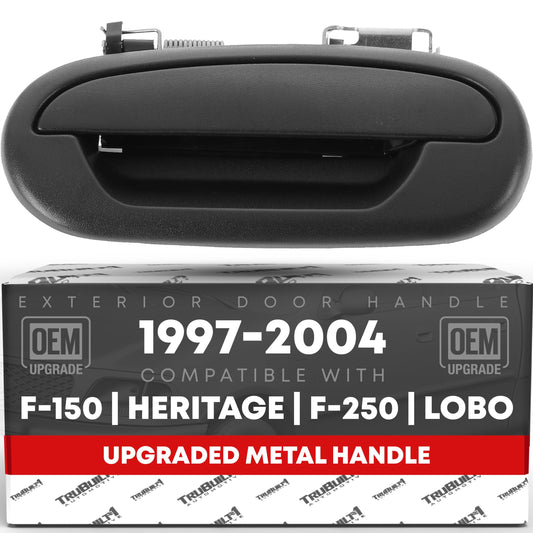 Exterior Front Driver Door Handle, Upgraded Metal - Compatible with 1997-2003 Ford F-150, 97-99 Ford F-250, 98-03 Ford Lobo - Textured Black w/ Keyhole - OEM YL3Z-1522405-AAA-MT, F65Z1522405, 77136 - Front Driver Side Handle