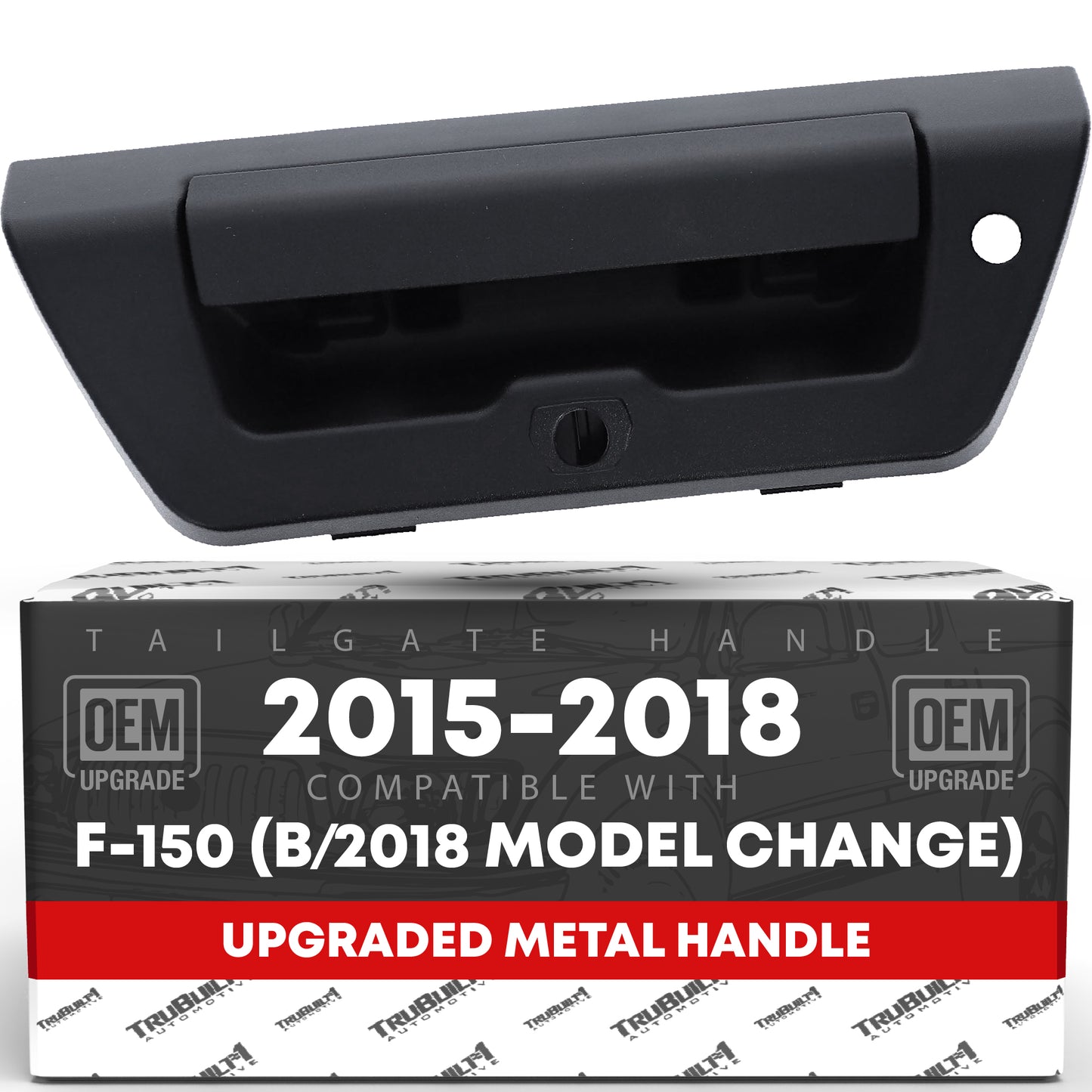 2015-2018 Ford F-150 Tailgate Handle Assembly, Textured Black w/ Camera and LED Hole