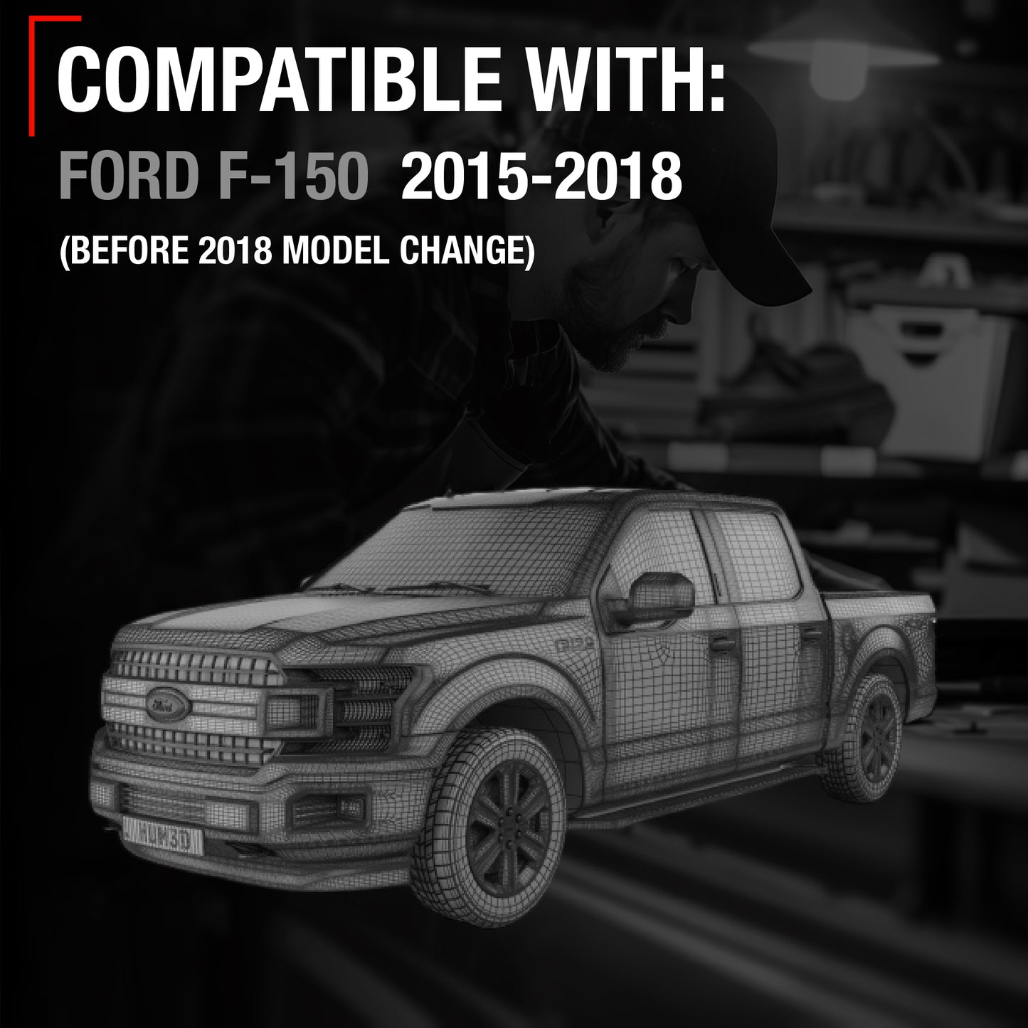 T1A Exterior Front Passenger Door Handle, Upgraded Metal - Compatible with 2015-2018 Ford F-150 (Before Model Change) - All Chrome - OEM FL3Z-1522404-AA-ACHMT, 97932 - Front Passenger Side Handle