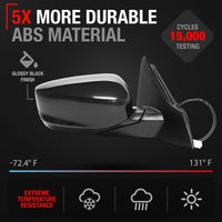 Honda Accord 4D Passenger Side Mirror - Manual Fold, Convex Glass, Smooth Black, Direct Fit Replacement - Passenger Side Mirror