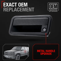 1994-2002 Chevrolet GMC C/K 1500 2500 3500 Blazer Tahoe Yukon Suburban Exterior Front Driver Door Handle Upgraded Metal - Textured Black - All-Metal Left Handle