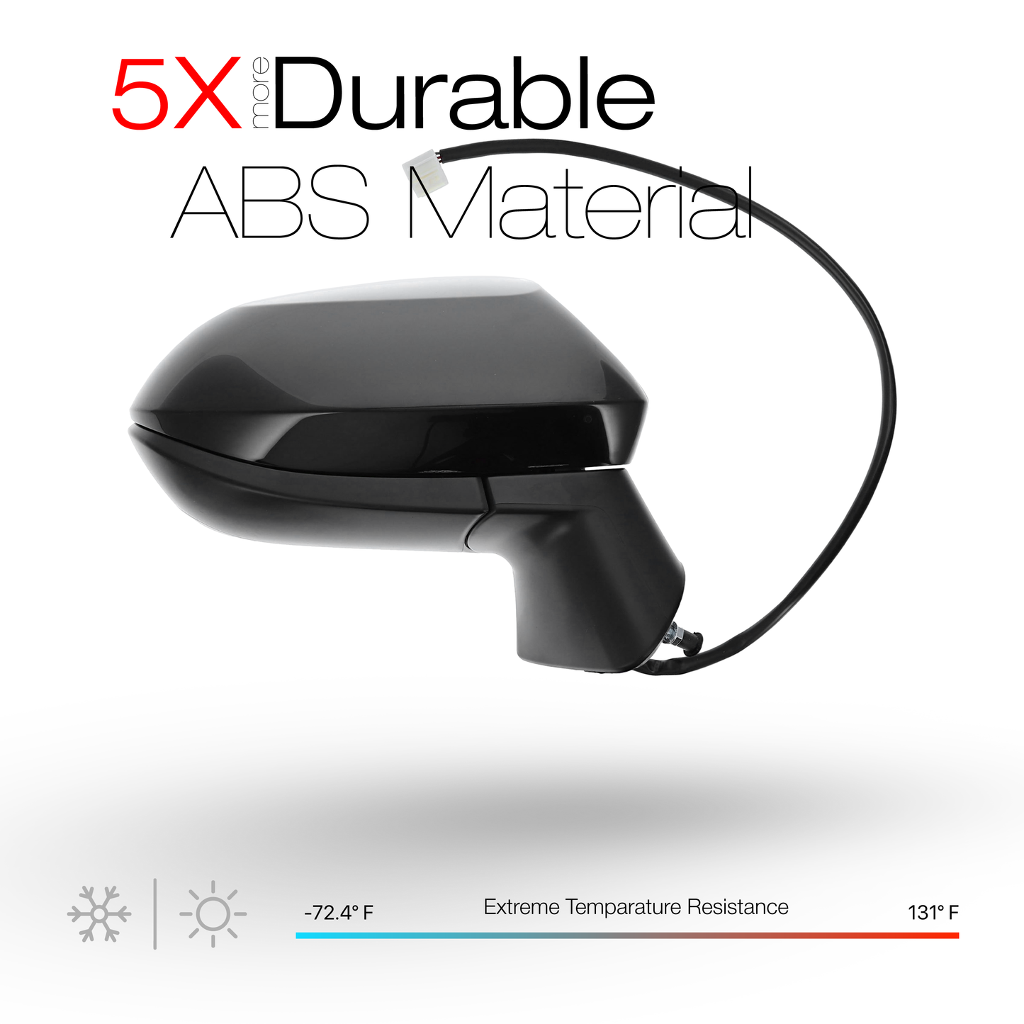 2020-2024 Toyota Corolla Sedan Passenger Side Mirror Replacement - Powered Adjustment Manual Folding Convex Glass Black - Passenger Side Mirror