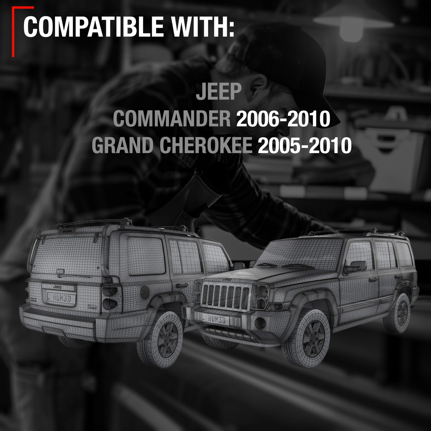 2006-2010 Jeep Commander; 2005-2010 Jeep Grand Cherokee Exterior Front/Rear Passenger Door Handle, Upgraded Metal - All Chrome - Front or Rear Passenger Side Handle