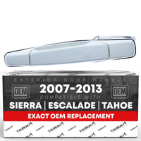 2007-2013 Chevrolet Avalanche Tahoe Suburban Silverado Cadillac Escalade GMC Sierra Denali Yukon XL Exterior Rear Driver Door Handle - Olympic White - Rear Driver Door Handle
