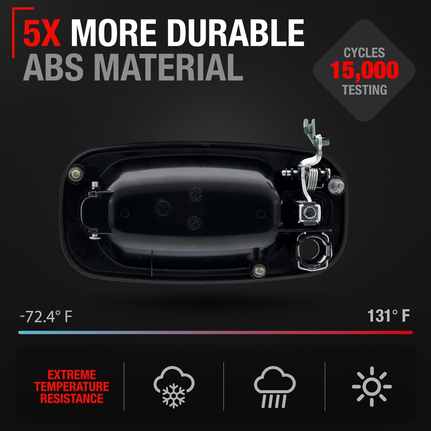 1999-2006 Chevrolet Silverado Suburban Tahoe Avalanche GMC Sierra Yukon Cadillac Escalade Exterior Front Passenger Door Handle - Chrome, Black - Front Right Door Handle