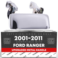 2001-2011 Ford Ranger Mazda B-Series Exterior Front Driver or Passenger Door Handle, Upgraded Metal - All Chrome - Front Driver or Passenger Handle