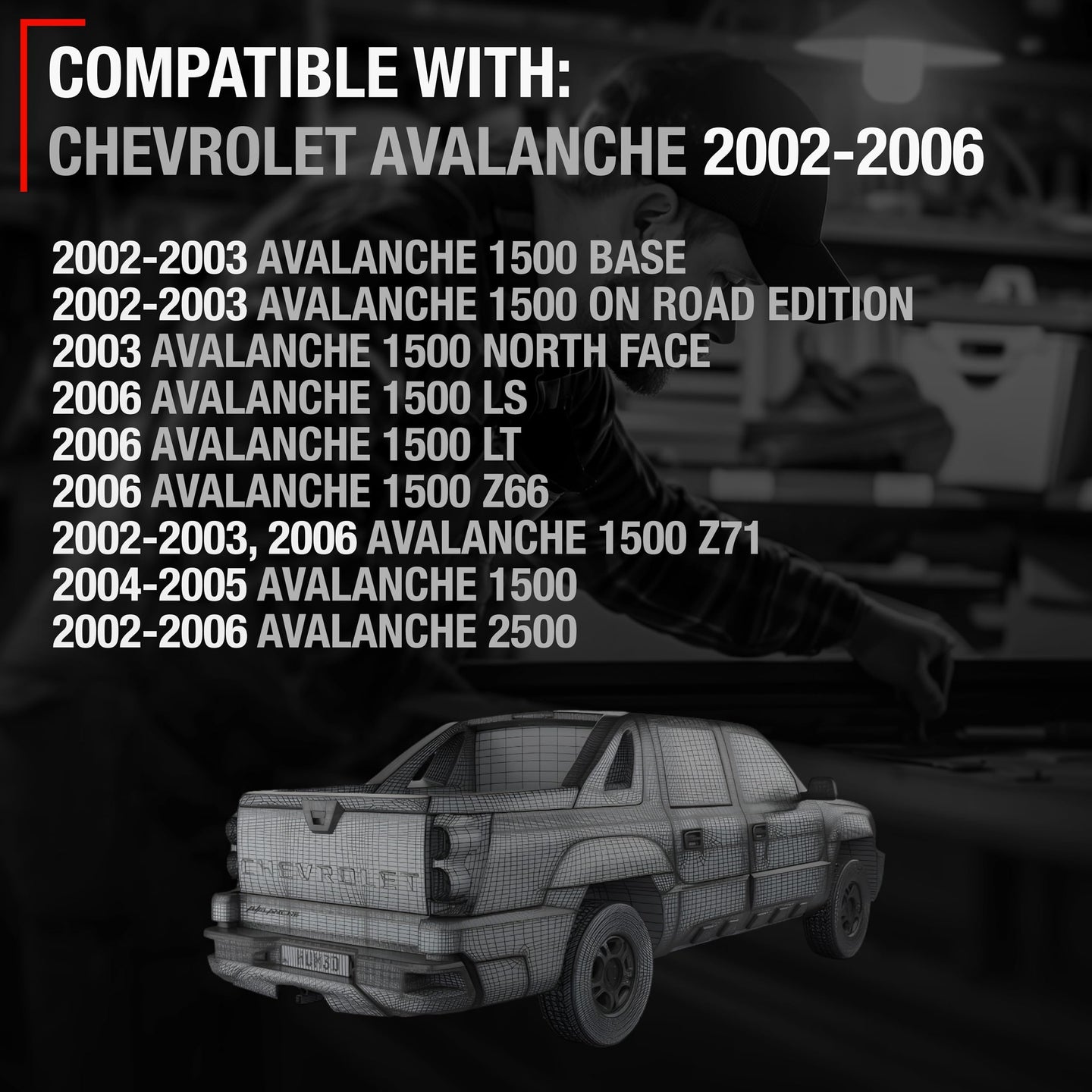 2002-2006 Chevrolet Avalanche 1500 2500 Cadillac Escalade EXT Tailgate Handle Assembly - Textured Black Liftgate Latch Handle - Black Handle