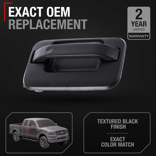 Exterior Front Passenger Door Handle Replacement - Compatible with 2004-2008 Ford F-150, 04-08 Ford Lobo, 06-08 Lincoln Mark LT - Textured Black w/ Keypad Hole - OEM 9L3Z-1522404-AB, 80638, FO1311128 - Passenger Side Handle