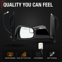 Passenger Side Heated Side View Mirror with Blind Spot Detection - Compatible with 2015-2020 Toyota Sienna - Power Heated, Blind Spot Detection, Manual Folding - OEM 8791008150 - Passenger Side Mirror