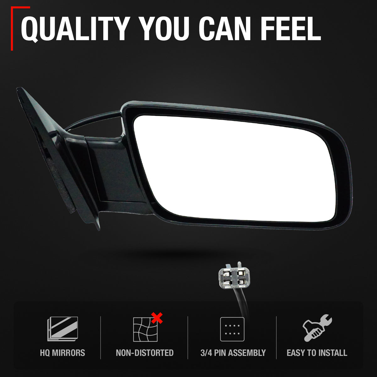 Passenger Side View Mirror - Compatible with 1988-2000 Chevy/GMC C/K Silverado Sierra Suburban Tahoe Yukon Blazer - Power Adjust, Manual Folding - OEM 15764758 - Passenger Side Mirror