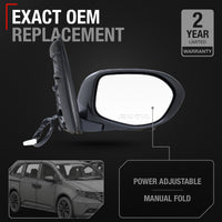 Side Mirror Replacement - Compatible with 2014-2017 Honda Odyssey EX, EX-L - Powered Adjustment, Heated - Smooth Black - Passenger Side w/ Camera - Passenger Side (Right)