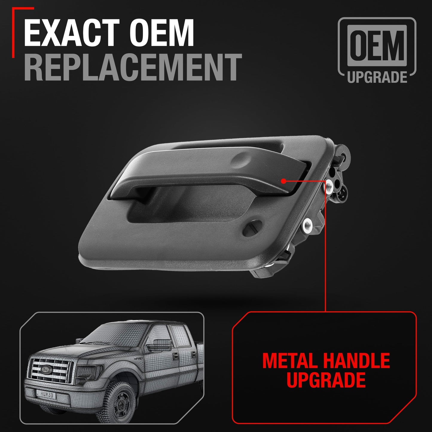 Ford F-150 Lobo Mark LT Front Driver Door Handle - Upgraded Metal - Black with Keyhole - 2004-2014 - Front Driver Side Handle