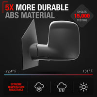 Chevrolet Express GMC Savana Driver Side Mirror - Manual Folding - Dual Glass - Textured Black - Driver Side Mirror