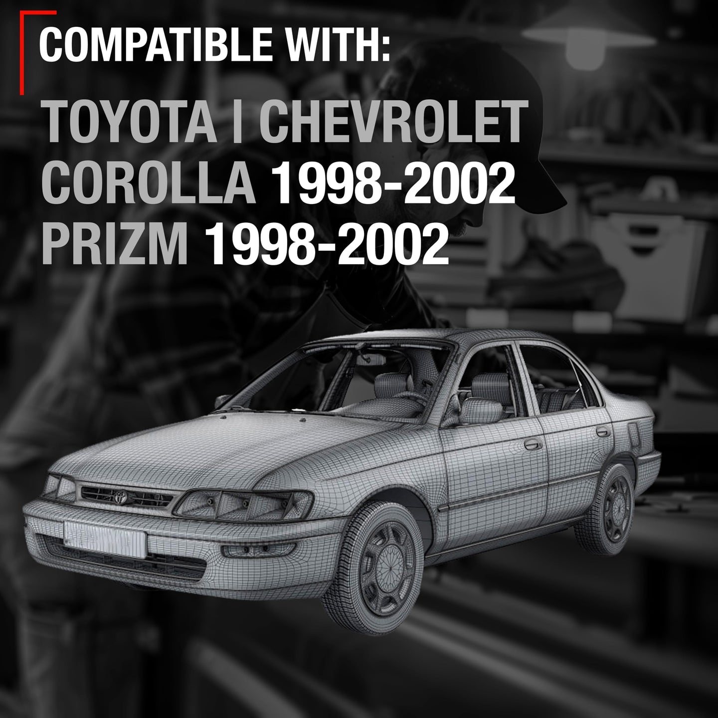 1998-2002 Toyota Corolla Chevrolet Prizm Exterior Front Driver Door Handle Replacement - Textured Black, Plastic - Front Driver Side