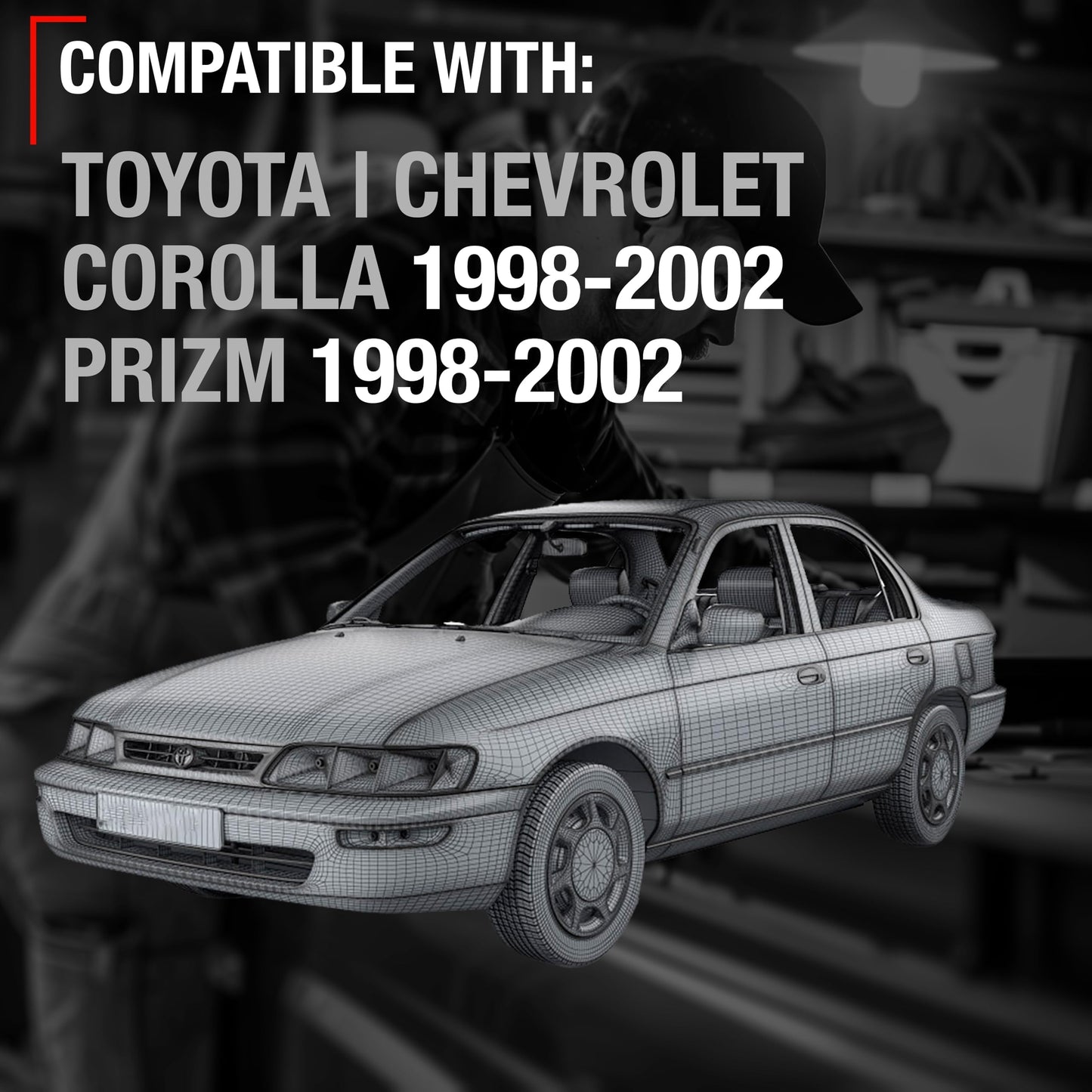 1998-2002 Toyota Corolla Chevrolet Prizm Exterior Front Driver Door Handle Replacement - Textured Black, Plastic - Front Driver Side