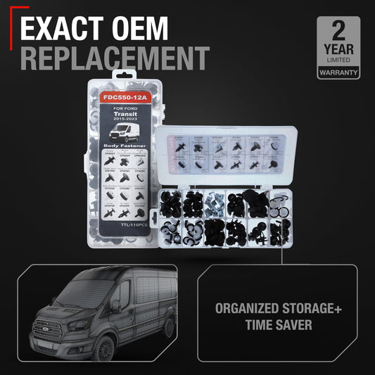 2015-2023 Ford Transit Body Fastener Kit for Bumper Grille Fender Door Trim Wheel Opening