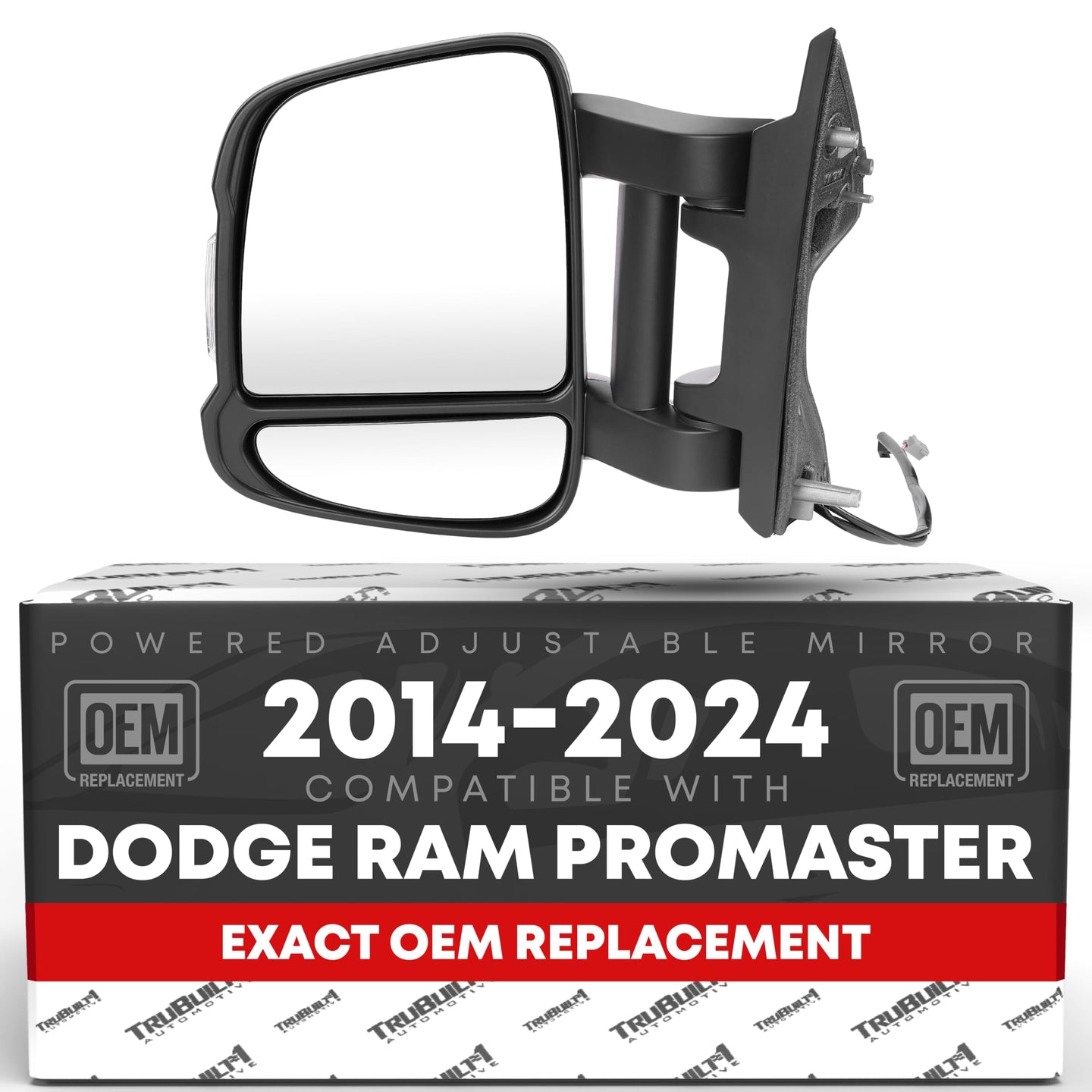 2014-2024 Ram Promaster Driver Side Mirror Replacement Powered Manual Fold Turn Signal Dual Glass Textured Black - Driver Side Mirror