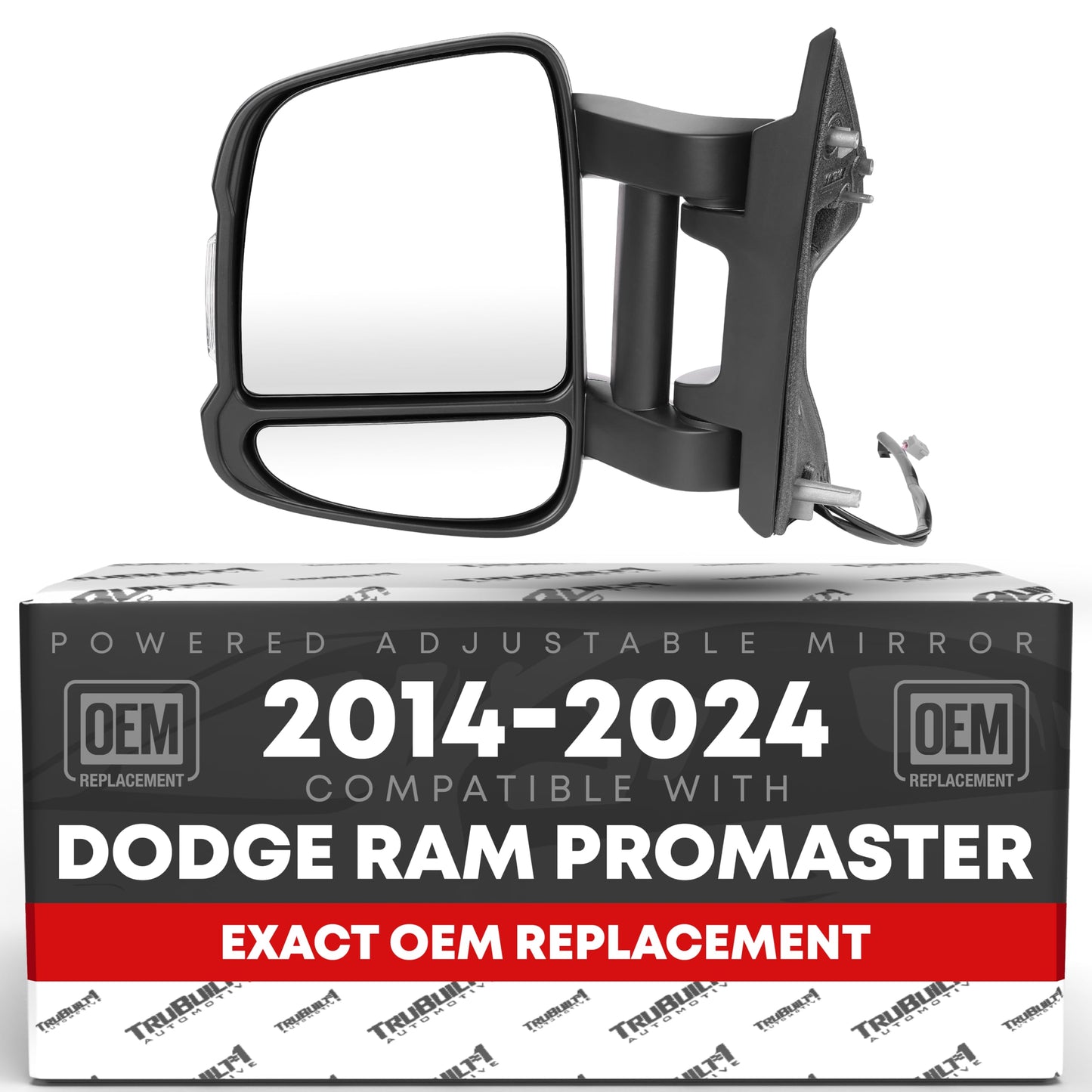 2014-2024 Ram Promaster Driver Side Mirror Replacement Powered Manual Fold Turn Signal Dual Glass Textured Black - Driver Side Mirror