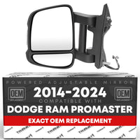 2014-2024 Ram Promaster Driver Side Mirror Replacement Powered Manual Fold Turn Signal Dual Glass Textured Black - Driver Side Mirror