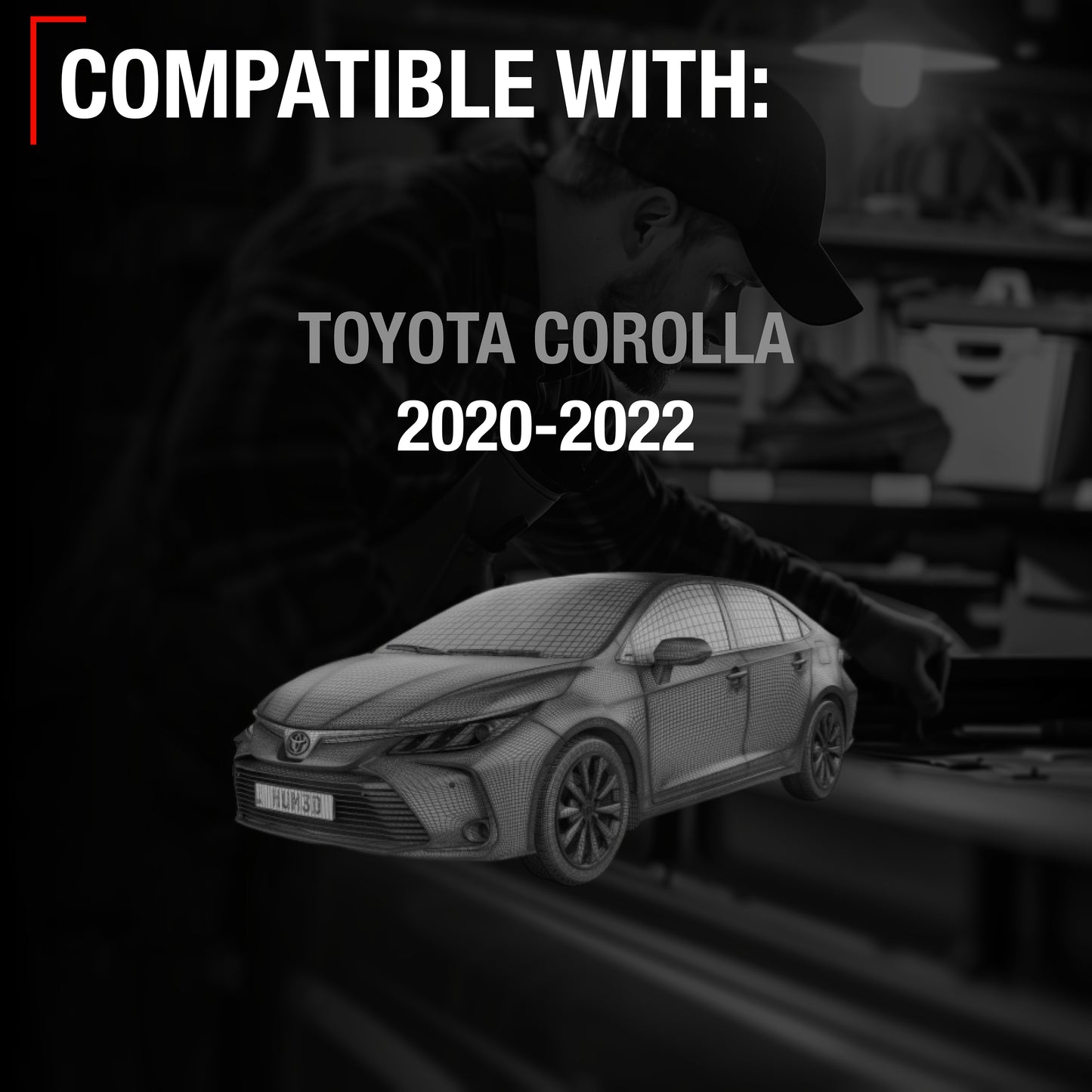 Toyota Corolla Side Mirror, Driver Side - Powered, Manual Fold, Heated, Flat Glass, Smooth Black - Driver Side Mirror