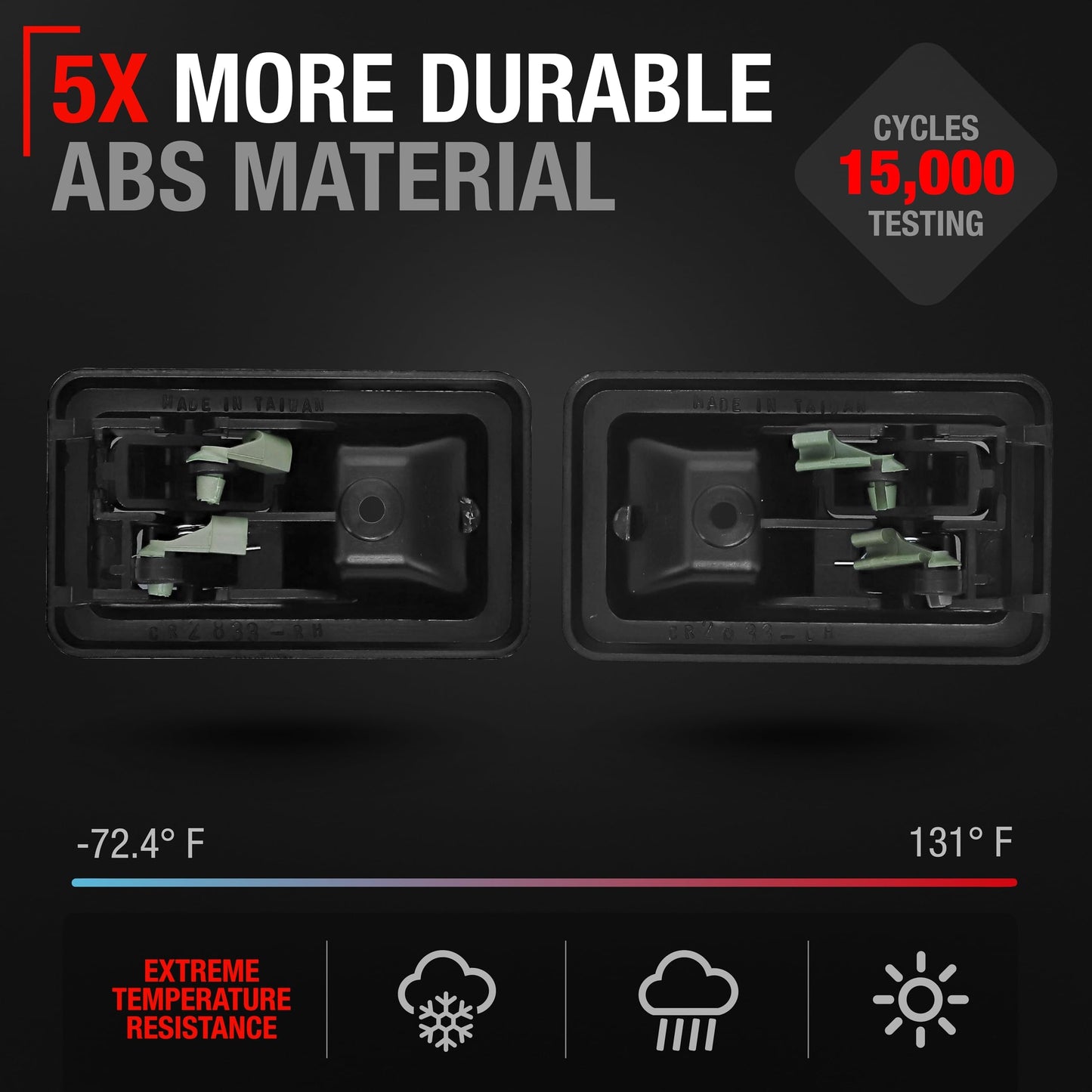 Jeep Wrangler Interior Door Handle Set - Front Driver & Passenger - Textured Black, Plastic - Driver + Passenger Door Handle