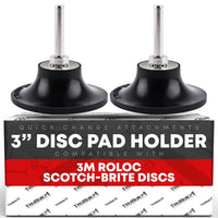 3M Compatible Conditioning Disc Pad Holder, 3-Inch Set of 2 - 1/4" Shank, Quick-Attach Type R - ROLOC Pad 3" - 2 Pack