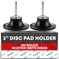 3-inch Conditioning Disc Pad Holder Assembly, Pack of 2 - 1/4'' Shank - Compatible with 3M ROLOC Scotch-Brite Discs - Speed-Lok TR Quick-Change - ROLOC Pad 3" - 2 Pack