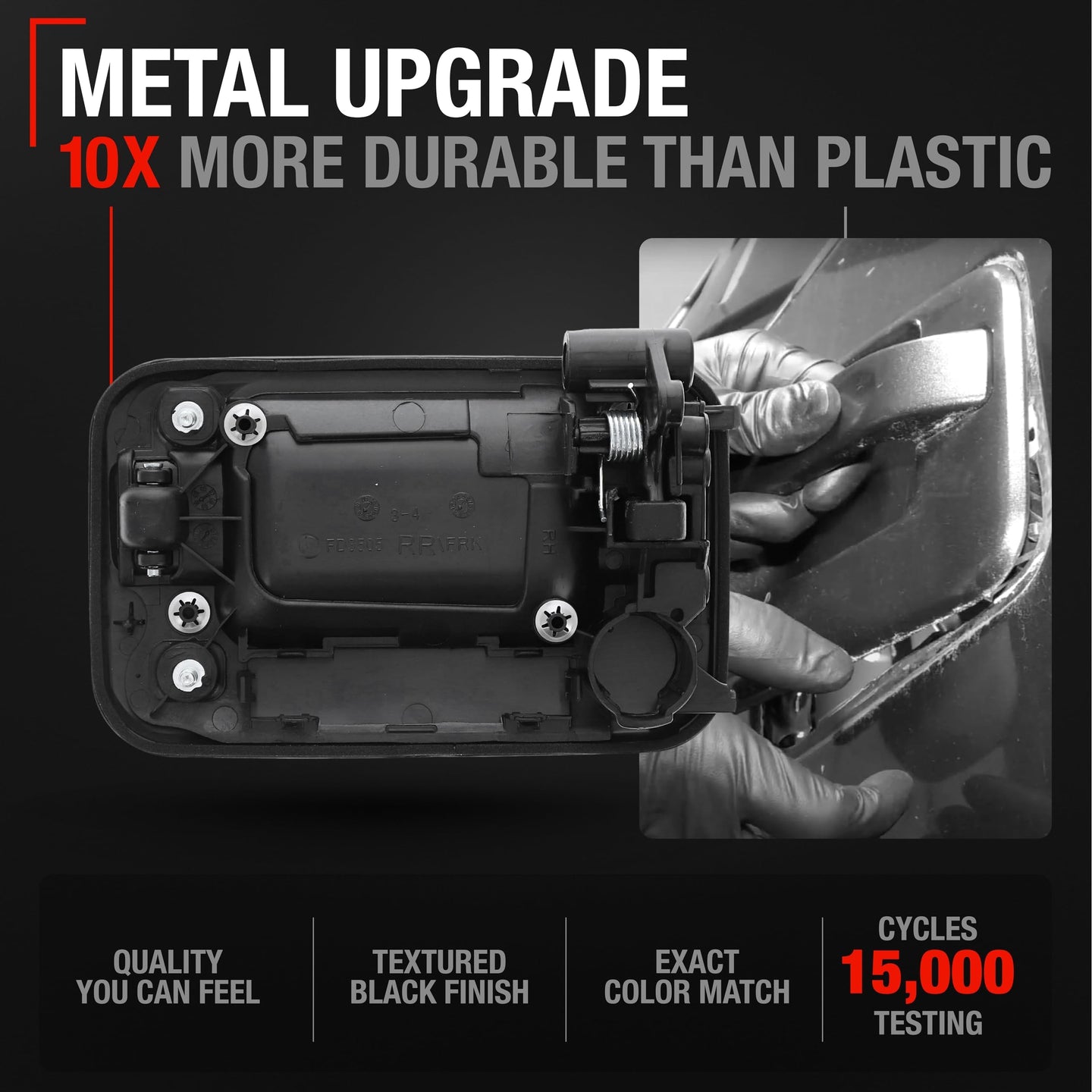 2004-2008 Ford F-150 Lincoln Mark LT Exterior Front Passenger Door Handle, Upgraded Metal - Textured Black - Front Passenger Side Handle