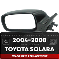 Driver Side Power Adjustable Side View Mirror - Compatible with 2004-2008 Toyota Solara - Power Adjust, Non-Heated, Non-Folding - Paintable Smooth Housing - OEM 87940AA110C0