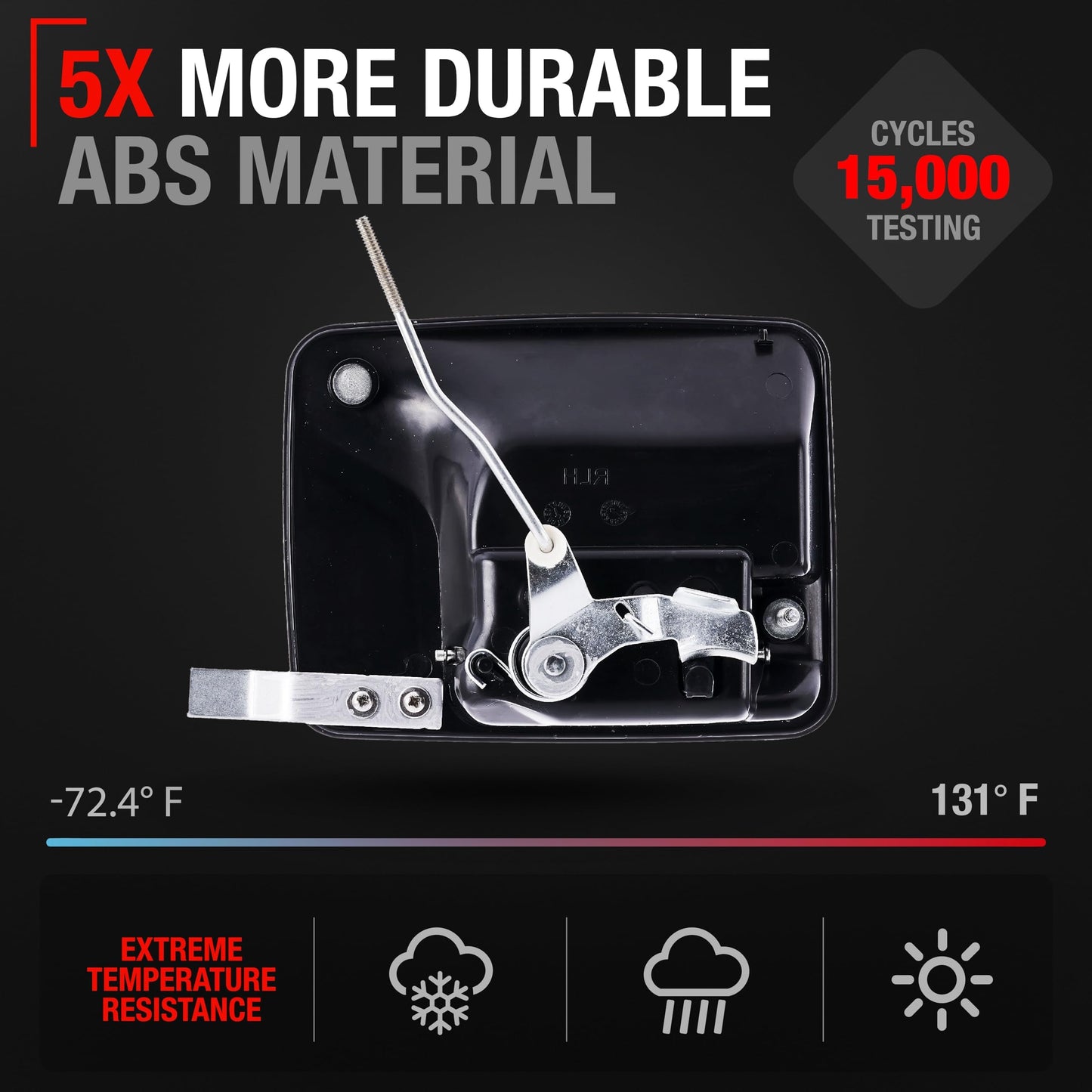 1999-2015 Ford Super Duty Rear Driver Door Handle Replacement - Crew Cab Configuration - Textured Black - Rear Driver Door