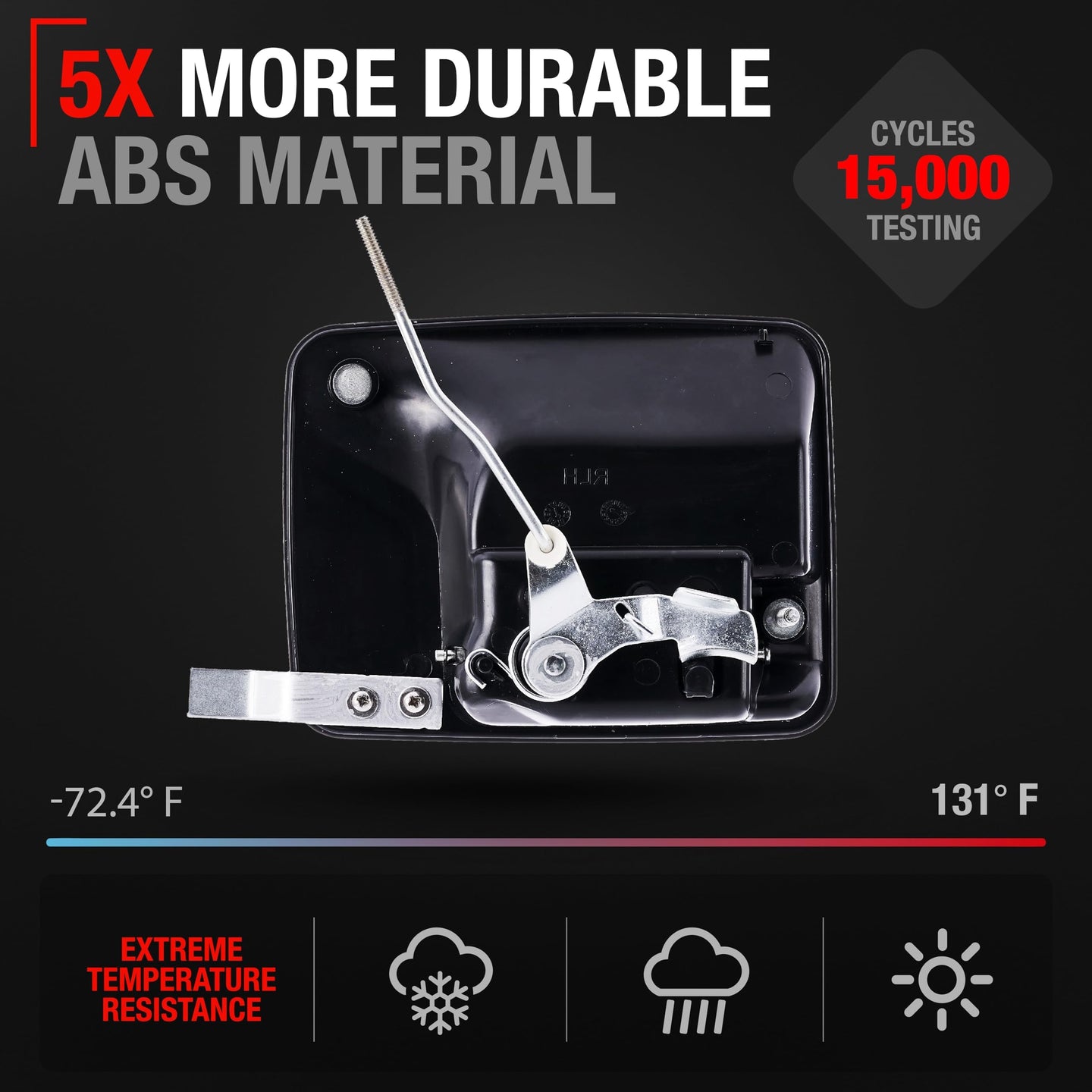 1999-2015 Ford Super Duty Rear Driver Door Handle Replacement - Crew Cab Configuration - Textured Black - Rear Driver Door