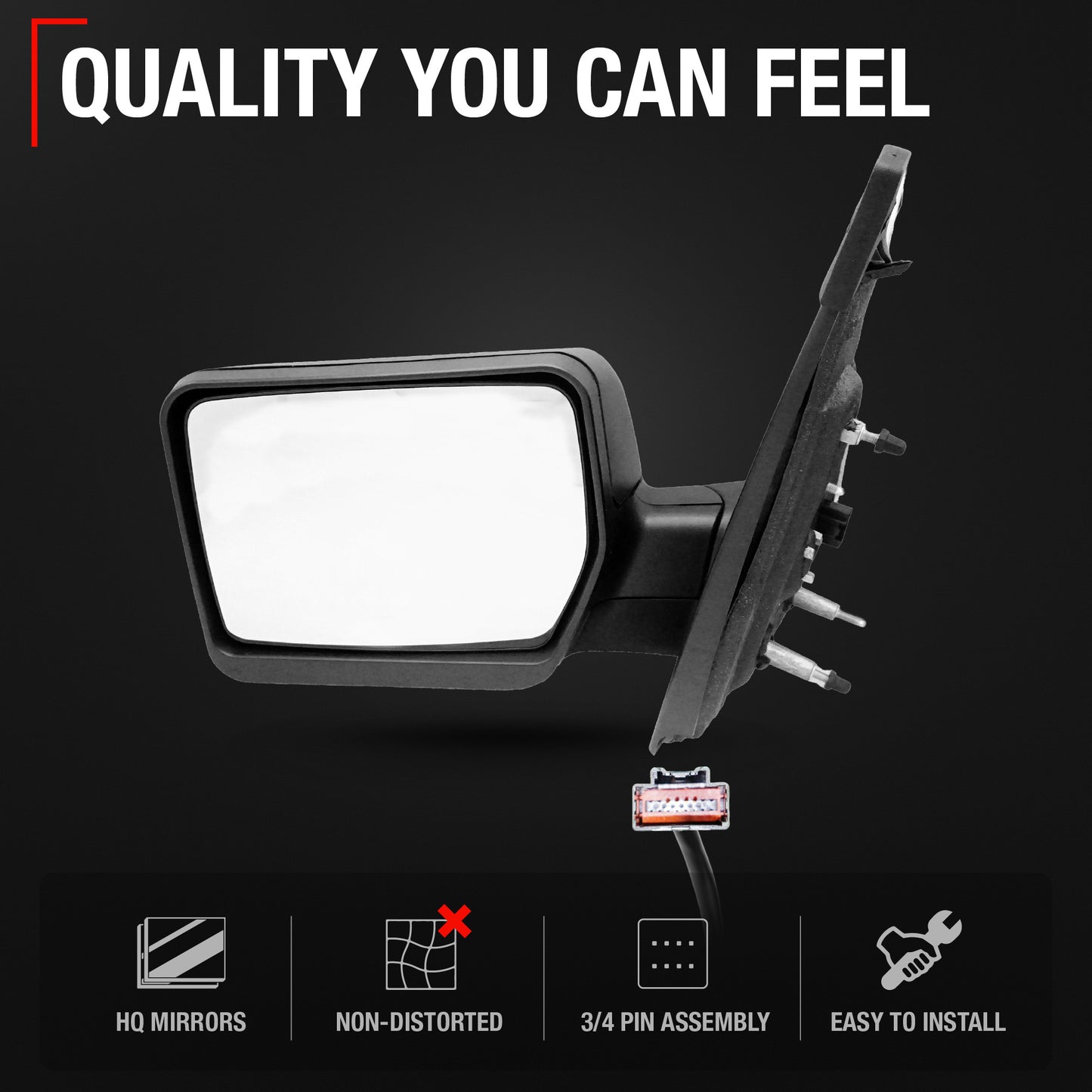 Passenger Side Power Adjustable Side View Mirror - Compatible with 2004-2008 Ford F-150 - Power Adjust, Non-Heated, Manual Folding - Textured Black Housing - OEM 8L3Z17682EA - Passenger Side Mirror