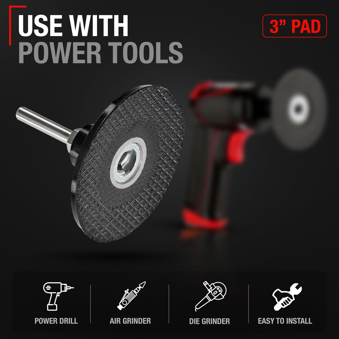 3-inch Conditioning Disc Pad Holder Assembly, Pack of 2 - 1/4'' Shank - Compatible with 3M ROLOC Scotch-Brite Discs - Speed-Lok TR Quick-Change - ROLOC Pad 3" - 2 Pack