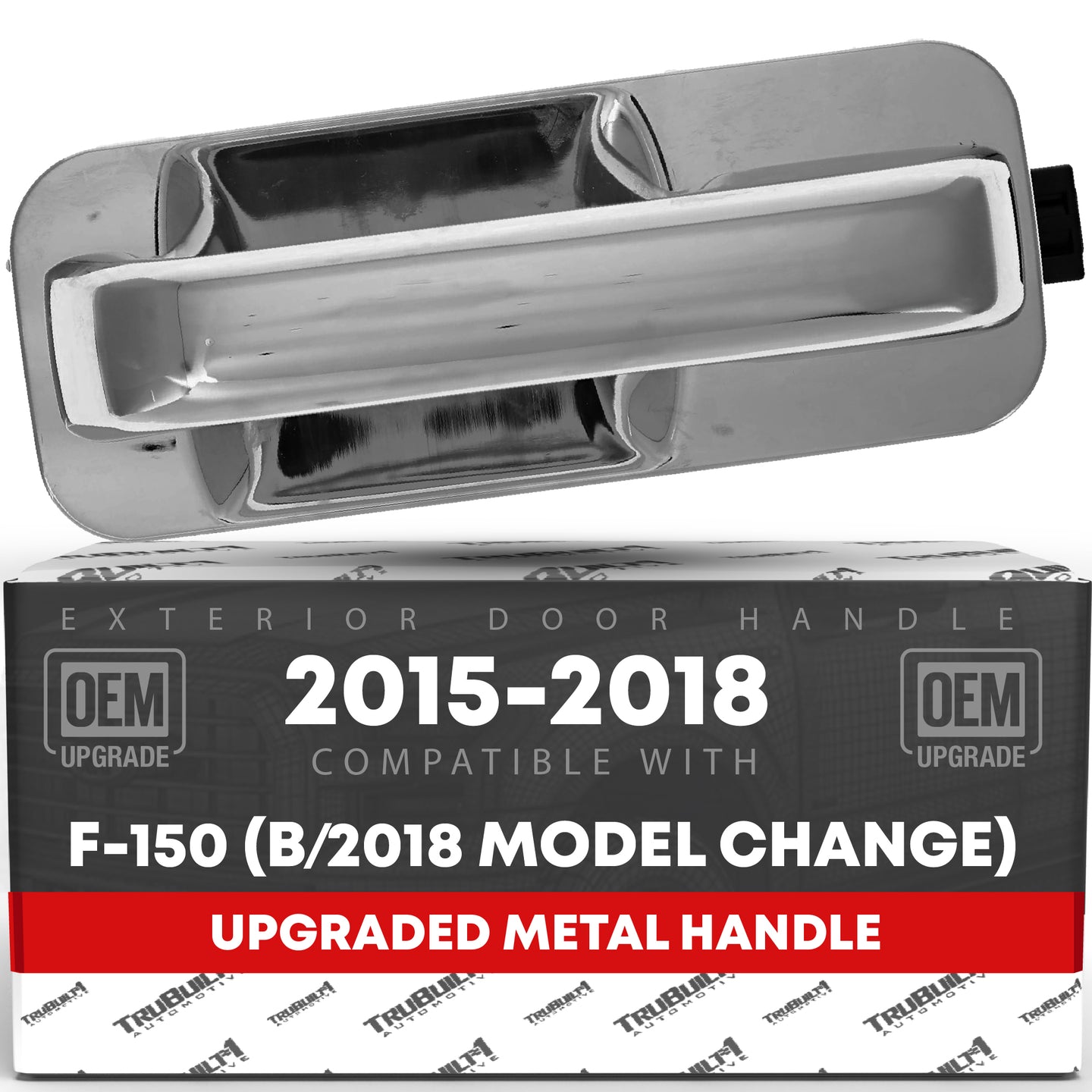 2015-2018 Ford F-150 Exterior Rear Driver Door Handle, Upgraded Metal - All Chrome - Rear Driver Side Handle
