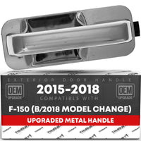 2015-2018 Ford F-150 Exterior Rear Driver Door Handle, Upgraded Metal - All Chrome - Rear Driver Side Handle