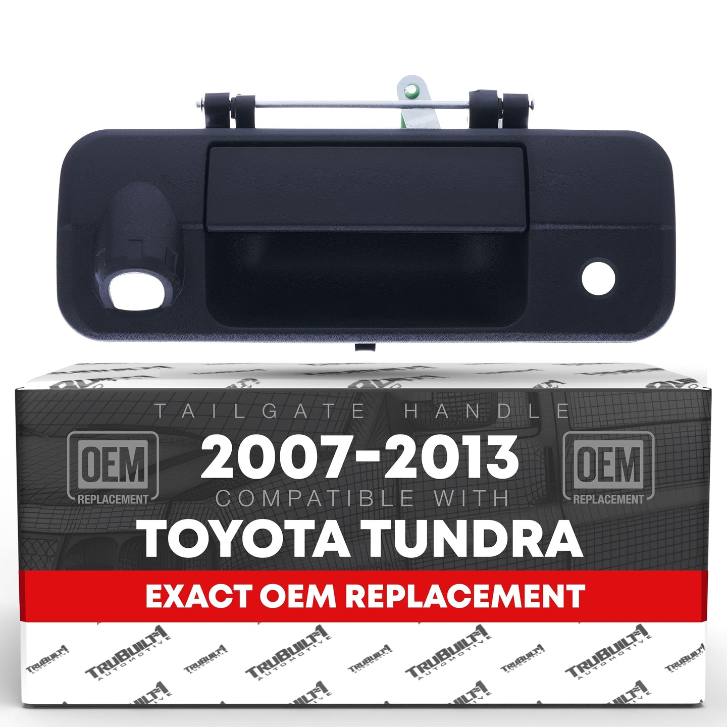 2007-2013 Toyota Tundra Tailgate Handle Latch with Camera Hole - Exterior Tailgate Latch Assembly Textured Black - OE Replacement Handle