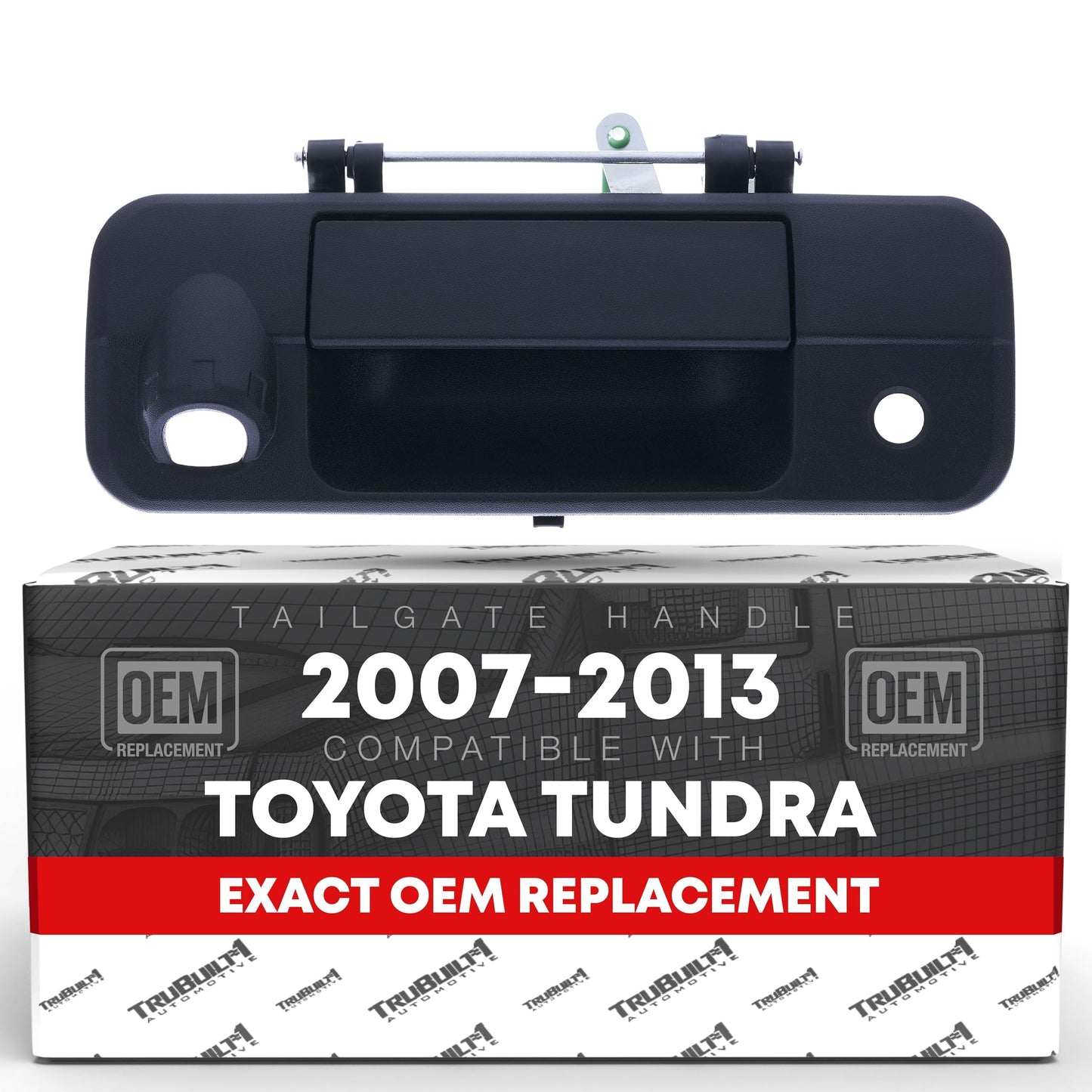 2007-2013 Toyota Tundra Tailgate Handle Latch with Camera Hole - Exterior Tailgate Latch Assembly Textured Black - OE Replacement Handle