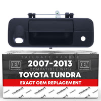 2007-2013 Toyota Tundra Tailgate Handle Latch with Camera Hole - Exterior Tailgate Latch Assembly Textured Black - OE Replacement Handle