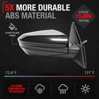 2016-2021 Honda Civic Passenger Side Mirror Replacement Powered Manual Fold Convex Glass Smooth Black - Passenger Side Mirror