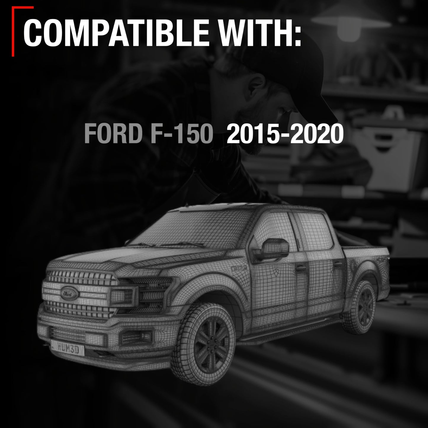 2015-2018 Ford F-150 Exterior Front Driver Door Handle, Upgraded Metal - All Chrome w/ Keyhole - Front Driver Side Handle