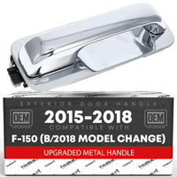 T1A Exterior Front Passenger Door Handle, Upgraded Metal - Compatible with 2015-2018 Ford F-150 (Before Model Change) - All Chrome - OEM FL3Z-1522404-AA-ACHMT, 97932 - Front Passenger Side Handle