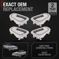 Interior Front/Rear Driver & Passenger Door Handle 4-Piece Set - Compatible with 1998-2002 Toyota - Light Gray (Charcoal) - Plastic - OEM 69206-02050-GRAY, 69205-02050-GRAY - 4-Piece Set - Light Gray