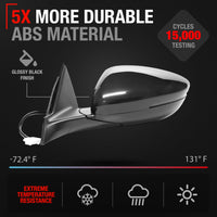 2018-2022 Honda Accord Driver Side Mirror Replacement Powered Manual Fold Heated Turn Signal Flat Glass Smooth Black - Driver Side Mirror