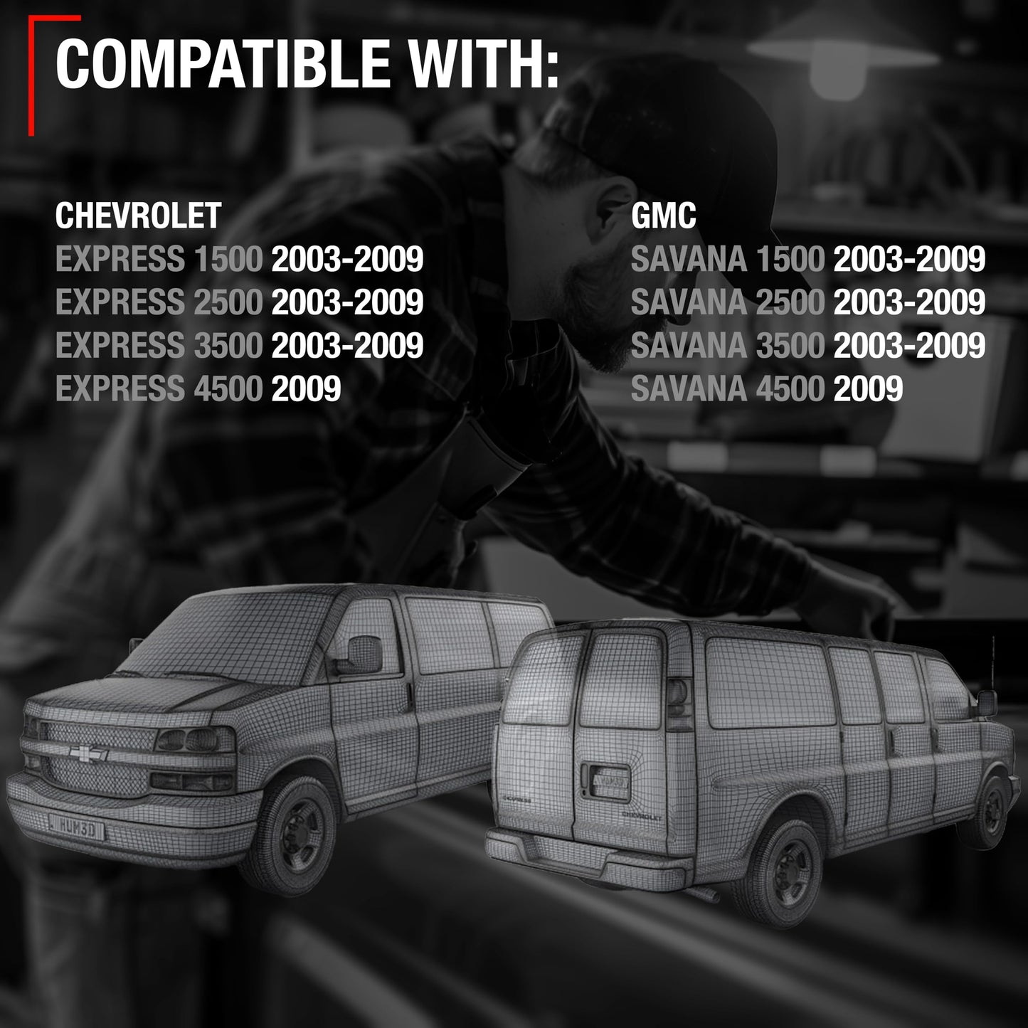 2003-2009 Chevrolet Express Rear Passenger Hinged Door Handle, Textured Black - Rear Passenger Side Hinged Door