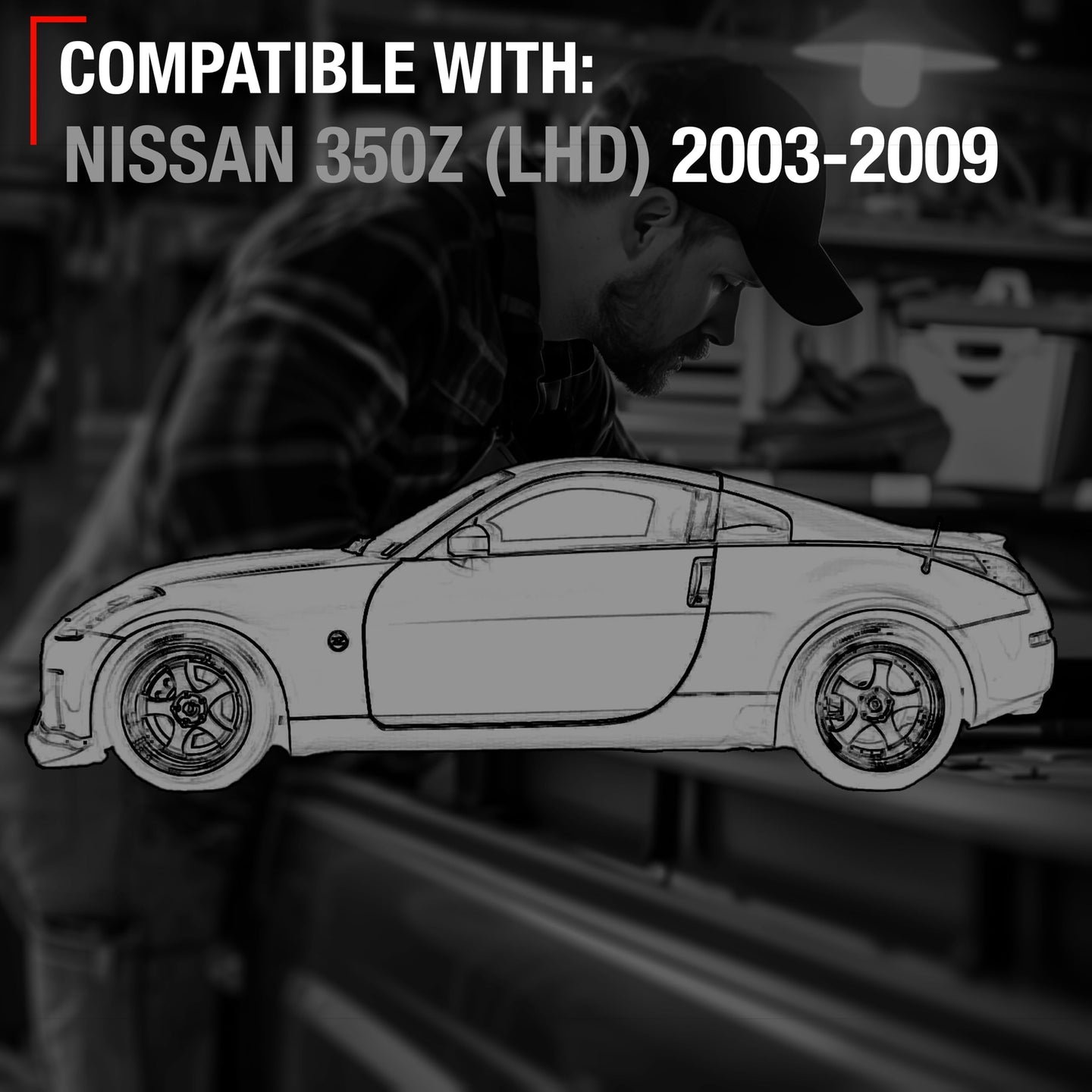 2003-2009 Nissan 350Z Exterior Front Driver Door Handle Replacement - Primed Black with Keyhole - Driver Side Handle - Black
