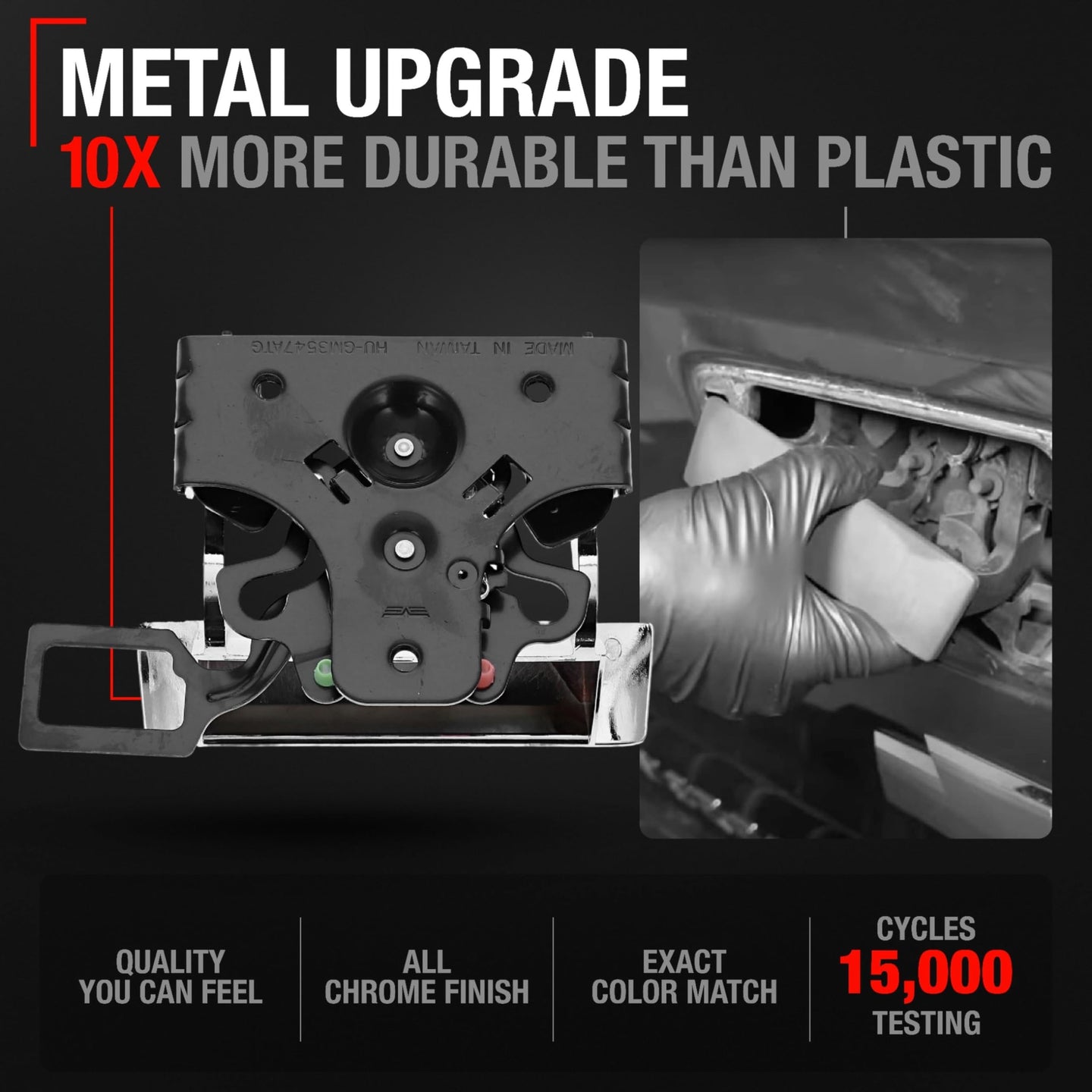 2007-2014 Chevrolet Avalanche Silverado 1500 2500 HD 3500 HD GMC Sierra 1500 2500 3500 Hummer Tailgate Handle - Upgraded Metal Chrome - Chrome Tailgate Handle