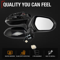 Passenger Side Heated Side View Mirror with Integrated Turn Signal - Compatible with 2020-2024 Toyota Corolla - Power Heated, Turn Signal, Manual Folding - Paintable Textured Black - OEM 8791012F80 - Passenger Side Mirror