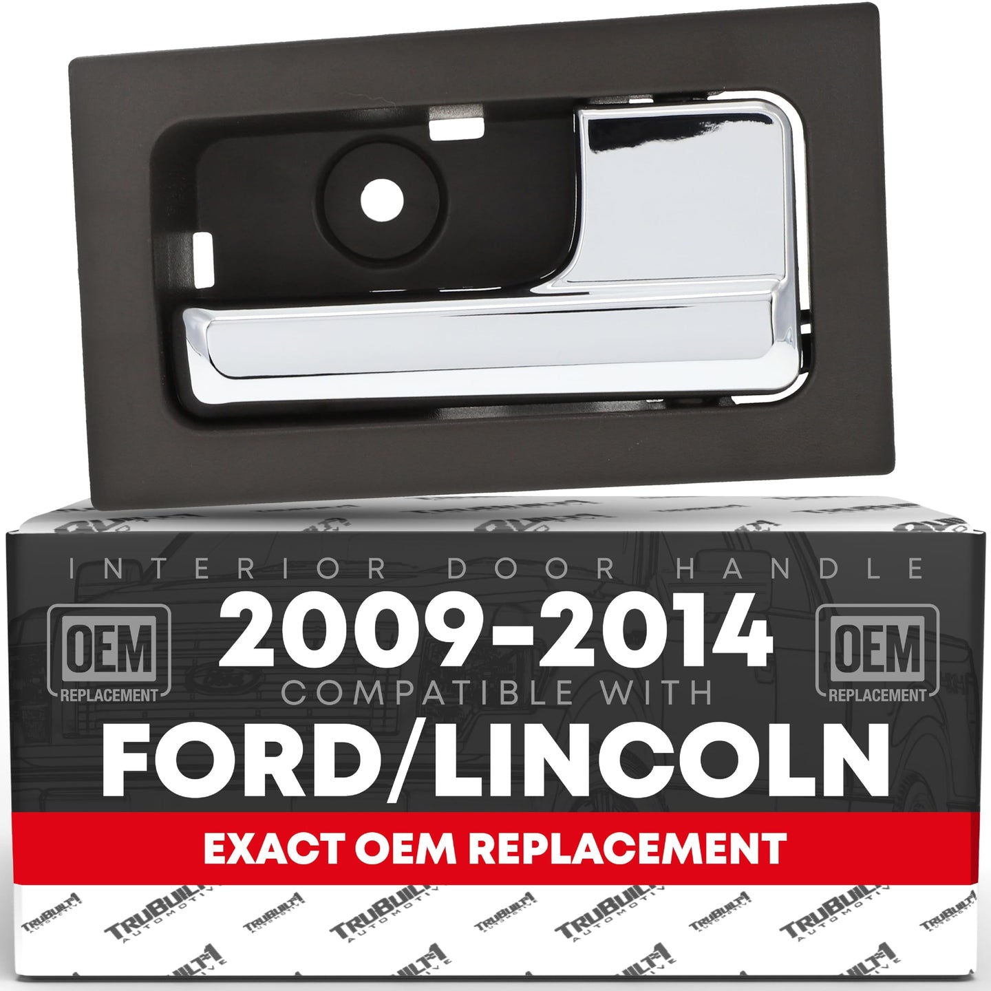 T1A Interior Front or Rear Driver Door Handle - Compatible with 2009-2014 Ford F-150, 09-14 Ford Lobo, 10-14 Lincoln Mark LT - Chrome, Gray - OEM CL3Z-1522601-GA, 9L3Z-1522601-CB, 90826, FO1352152 - Driver Side - Gray/Chrome Handle